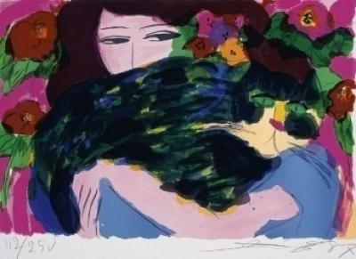 女郎與綠色的貓(#200/250) (1987)